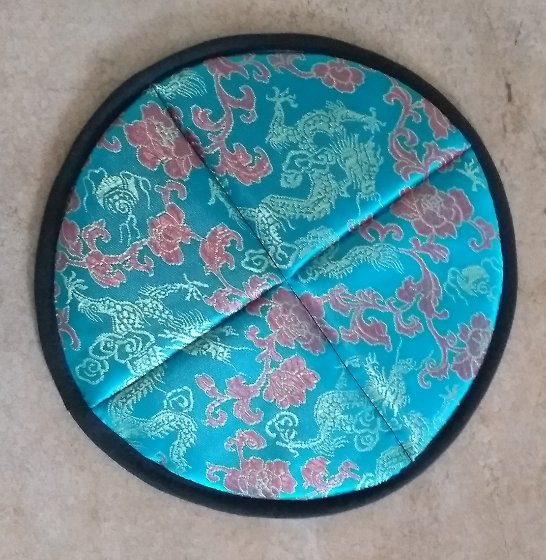 Large Quilted Turquoise/ Red 20cm Playing Mat for Tibetan Bowls
