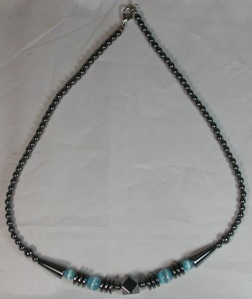 Haematite and Blue Cat's Eye Necklace