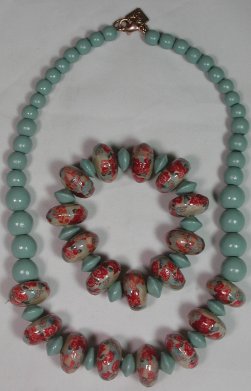 Bluebell Painted Wood Necklace and Bracelet Set 971x266