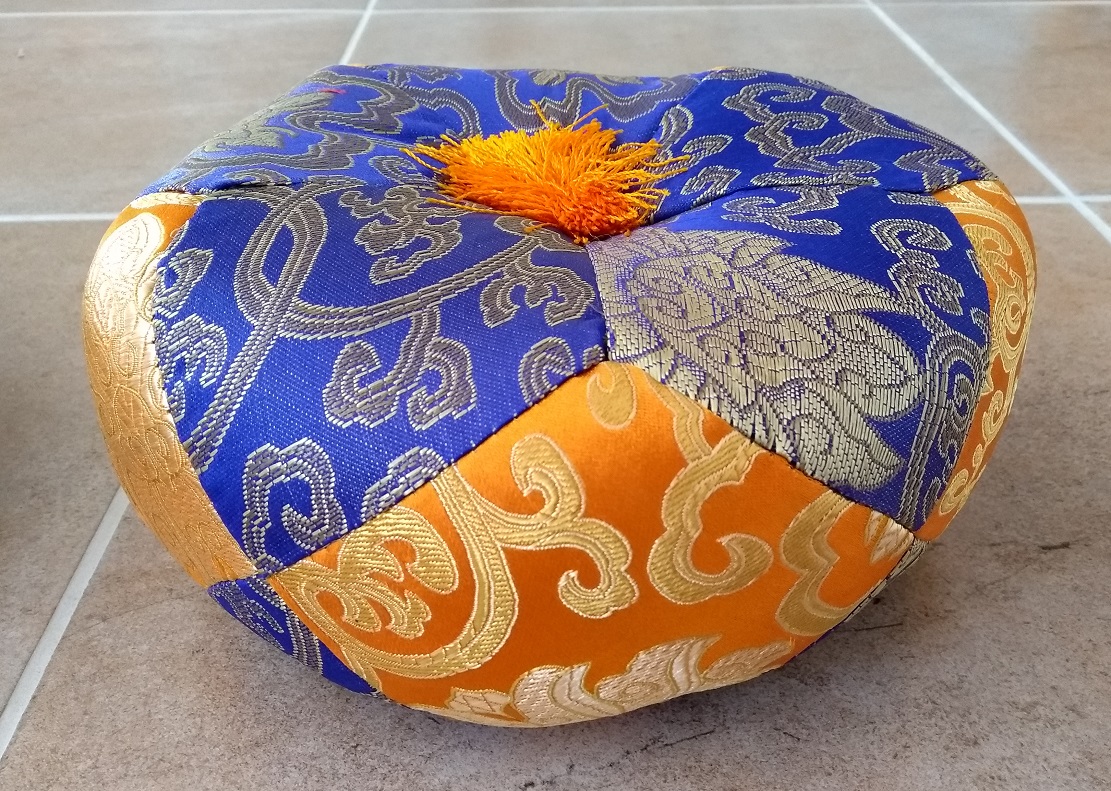 Medium Blue/ Orange Tibetan Singing Bowl Cushion
