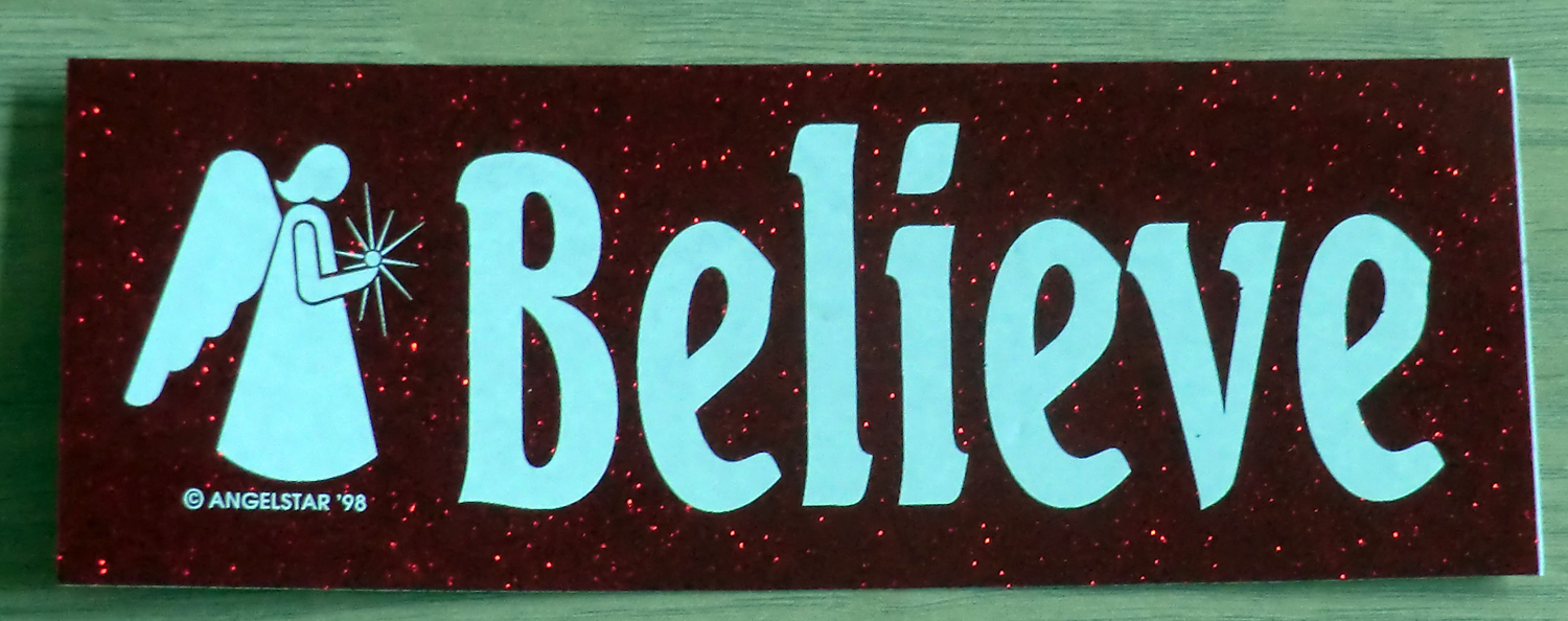 Angel Bumper Sticker - Believe (Red design)