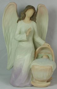 Angel and Baby in a Blue Crib Statuette 3860A