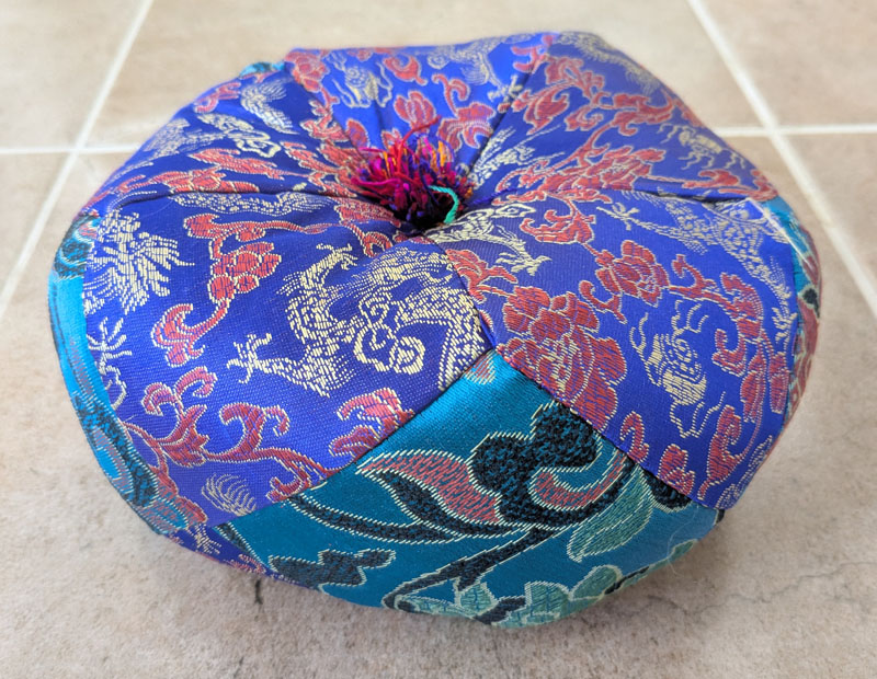Large Blue/ Turquoise  Brocade 20cm Tibetan Singing Bowl Cushion