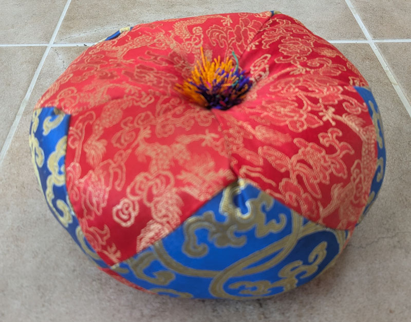 Large Red/ Blue  Brocade 20cm Tibetan Singing Bowl Cushion