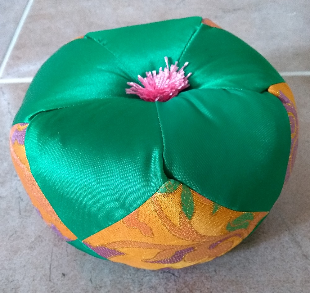 Medium Green/ Orange 17cm Tibetan Singing Bowl Cushion Design A