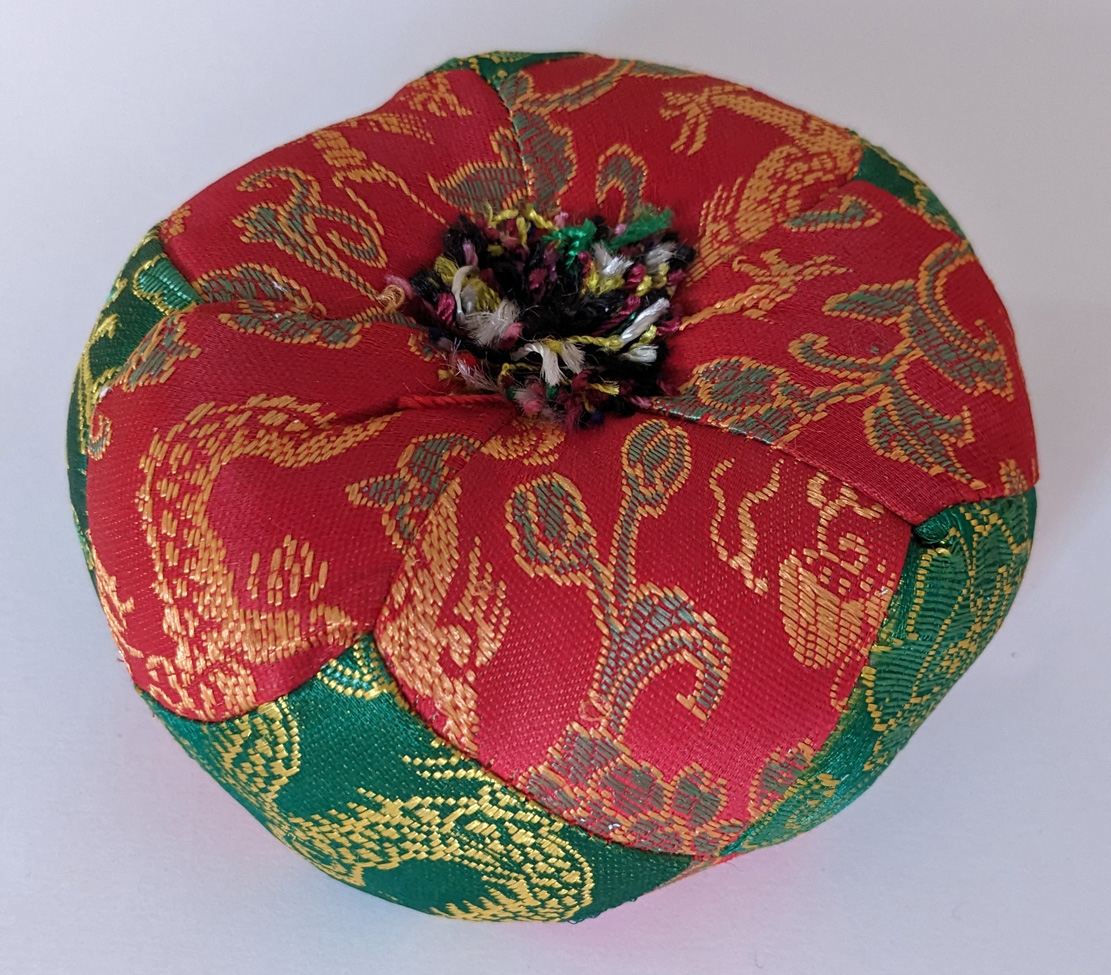 Extra Small Red/ Green Brocade 9cm Tibetan Singing Bowl Cushion
