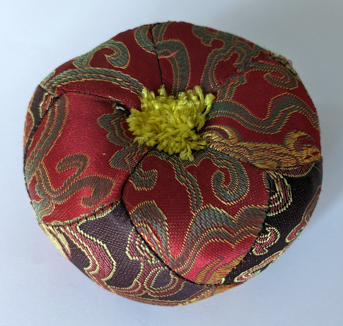 Extra Small Red/ Maroon Brocade 9cm Tibetan Singing Bowl Cushion