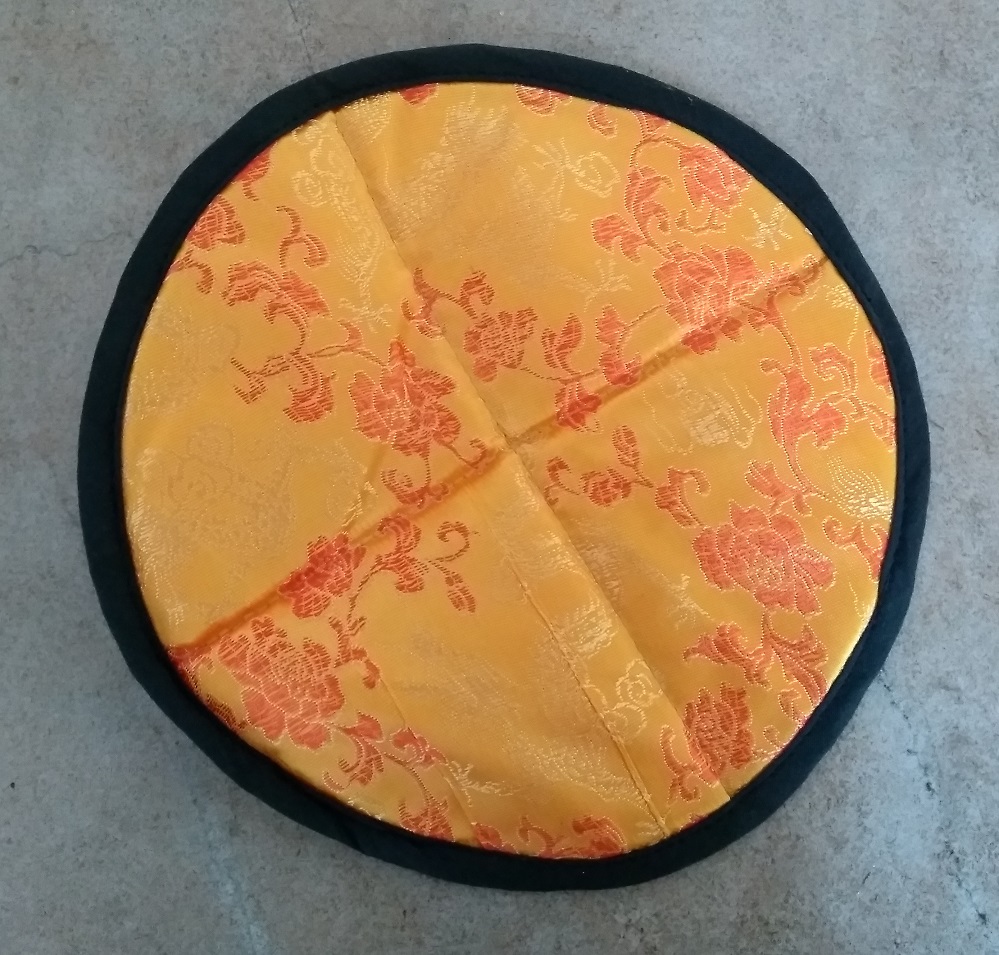 Large Quilted Yellow Orange 20cm Playing Mat for Tibetan Bowls
