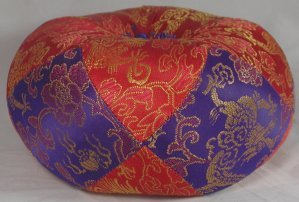 Medium Red/Blue 18cm Brocade Tibetan Singing Bowl Cushion
