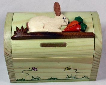 Rabbit and Carrot Money Box Chest (Green)  ***Seconds Quality***
