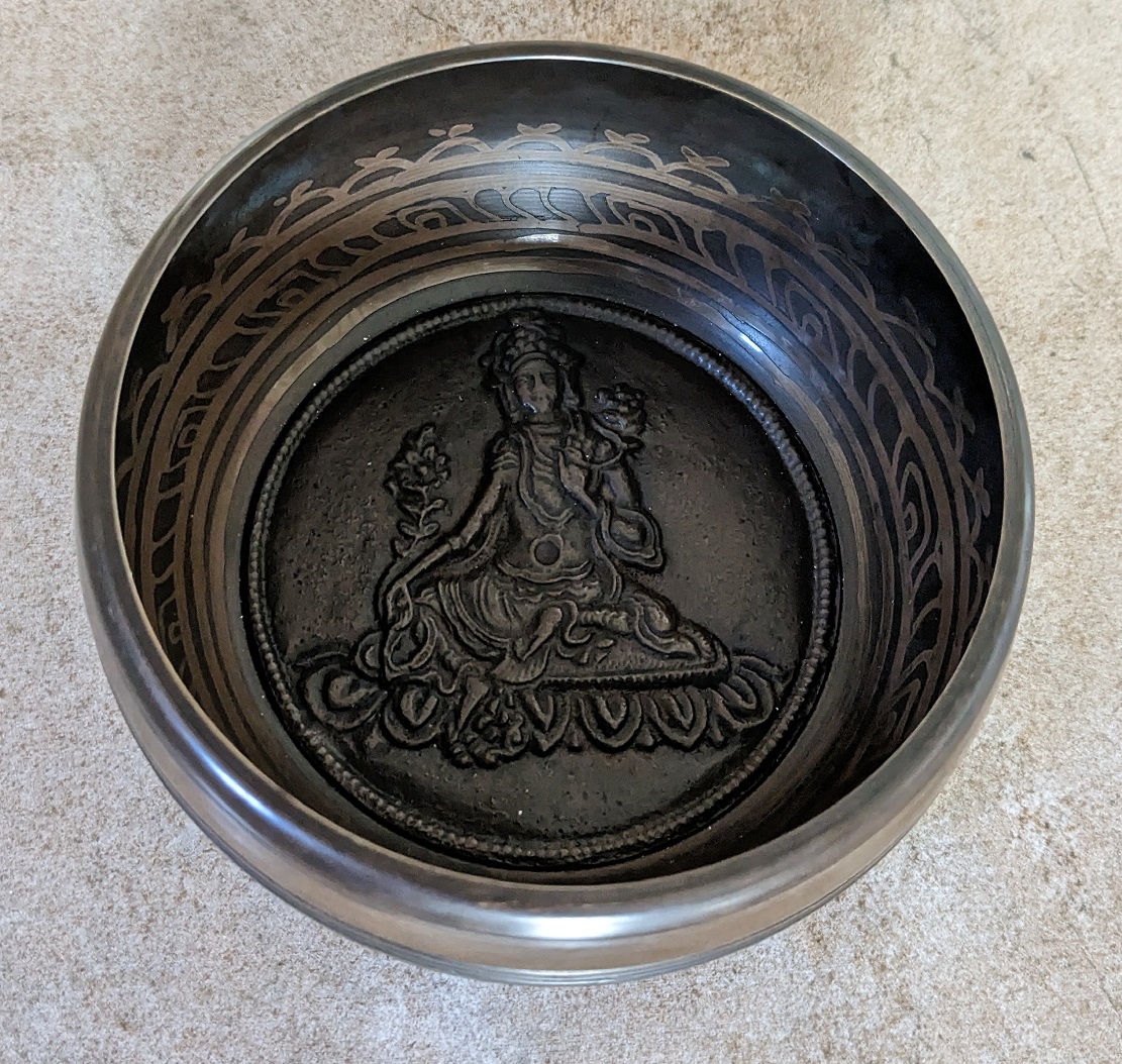 Cast Metal Bowl Buddha Design Large 12cm Diameter