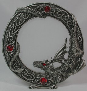 Small Pewter Metal Candle Holder Dragon