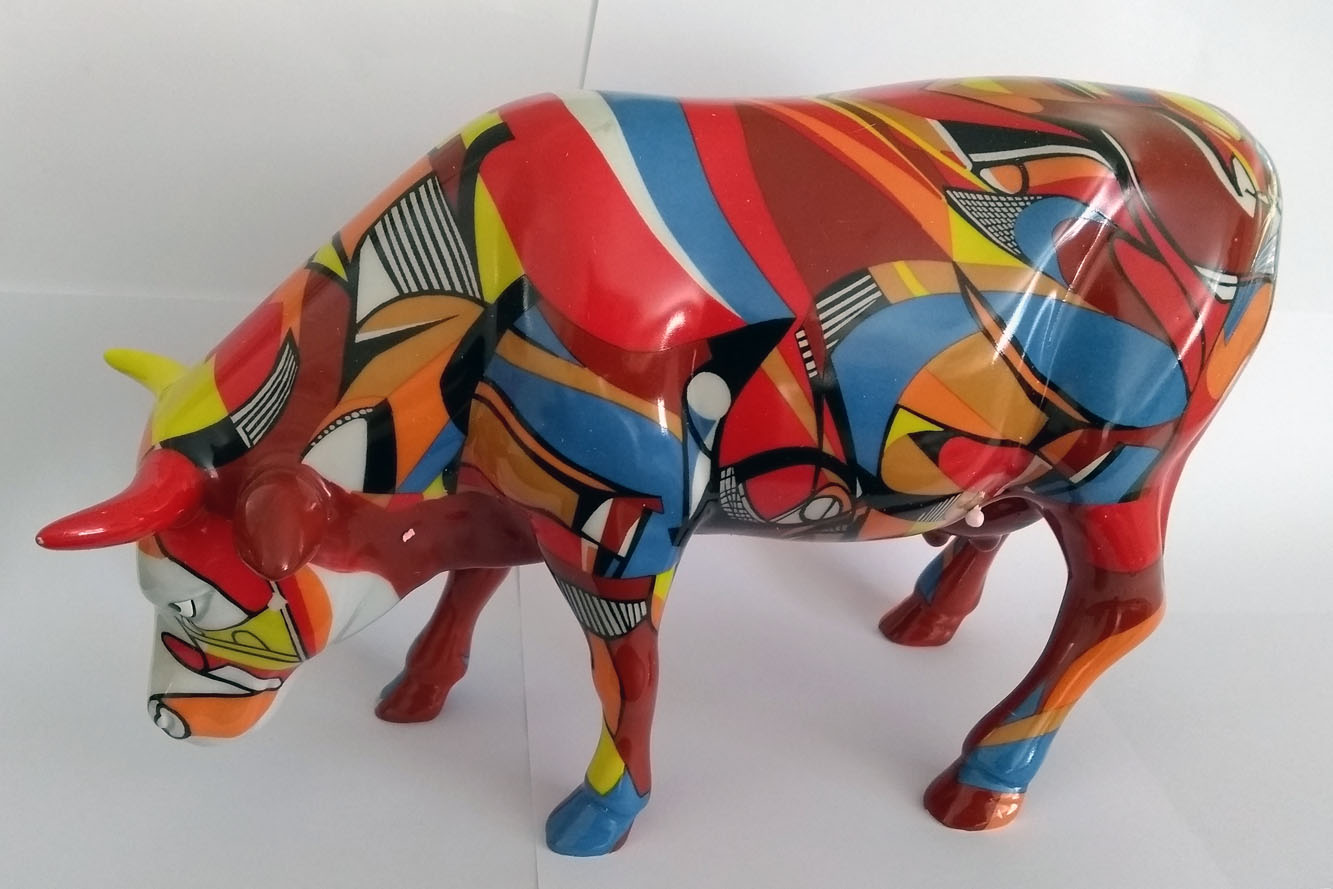 Large Cow Parade Psychodelicowow 7454  ***Box is Damaged or Missing***