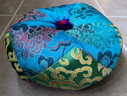 Large Turquoise/ Green Brocade 20cm Tibetan Singing Bowl Cushion