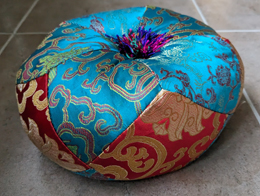 Large Turquoise/ Red Brocade 20cm Tibetan Singing Bowl Cushion