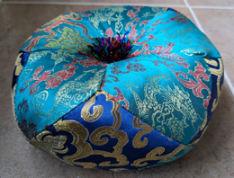 Medium Turquoise/ Blue 18cm Brocade Tibetan Singing Bowl Cushion