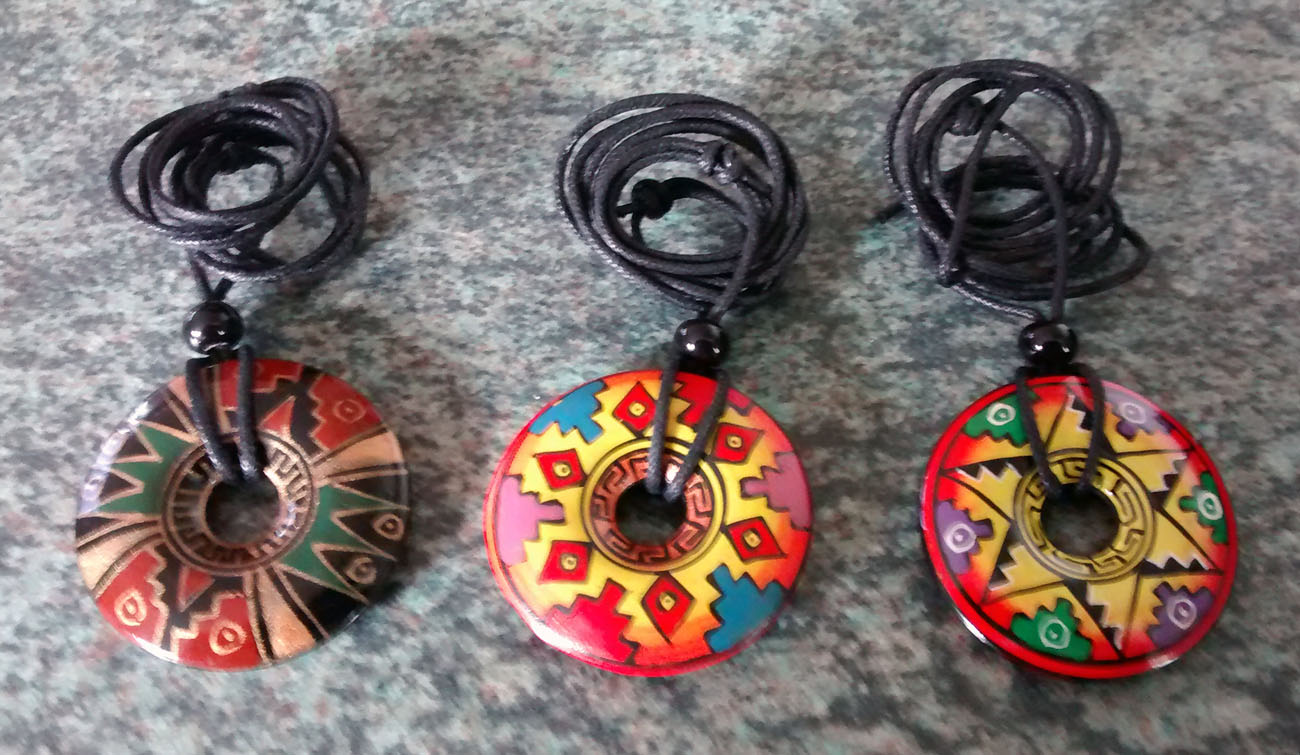 Set of 3 Inka Stone Donut Pendants (Set 5)