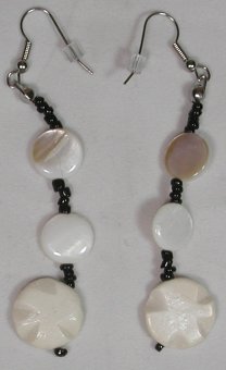 Ivory Shell and Wood Ear Rings 9710322