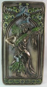 Bronze Art Fairy Box Art Nouveau Peacock 57110