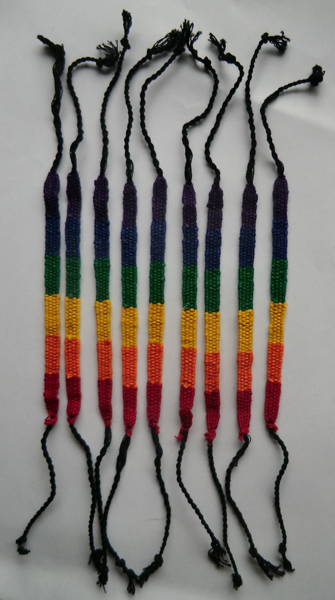 Five Fair Trade Friendship Bracelet Rainbow Flat