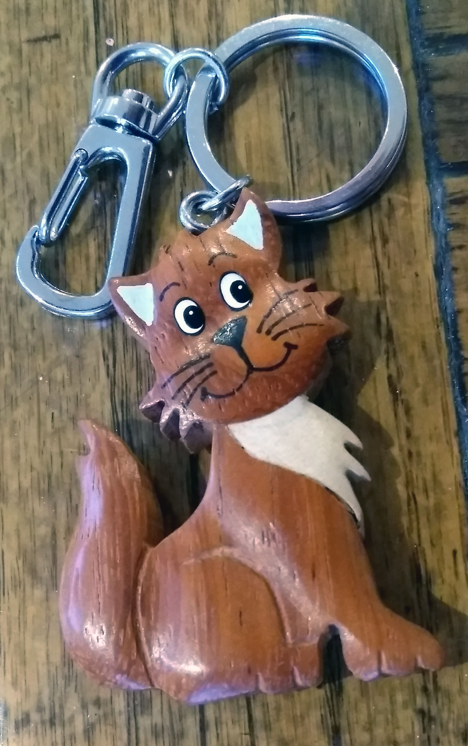 Large Cat Sitting Key Ring