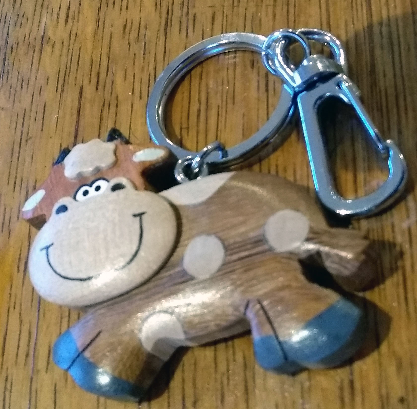 Large Smiling Cow Key Ring