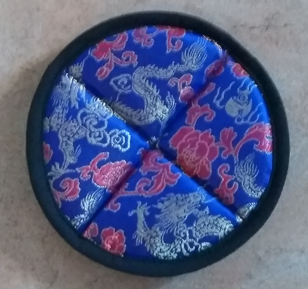 Medium Quilted  Blue/ Red/ Silver 15cm Playing Mat for Tibetan Bowls