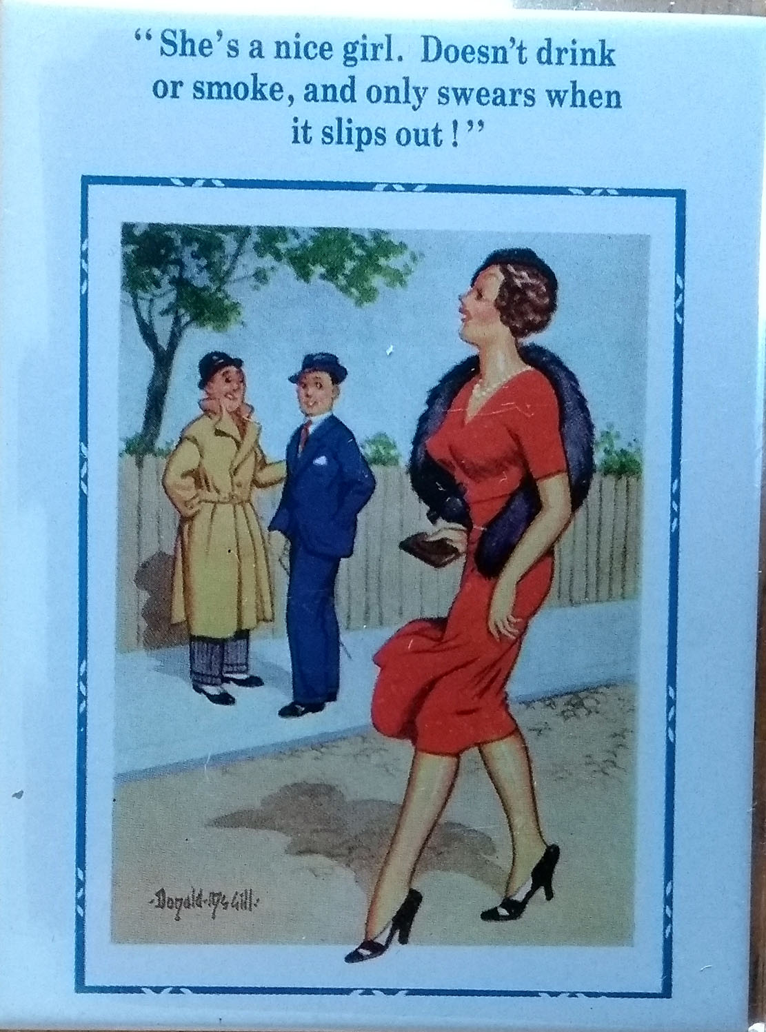 She's a nice girl - Donald McGill Saucy Postcard Fridge Magnets