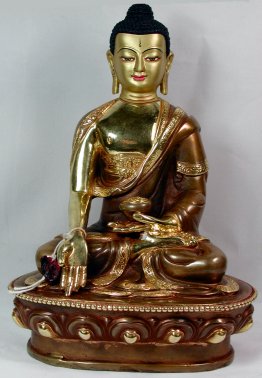 Gold Plated Metal Seated Buddha Statue Large