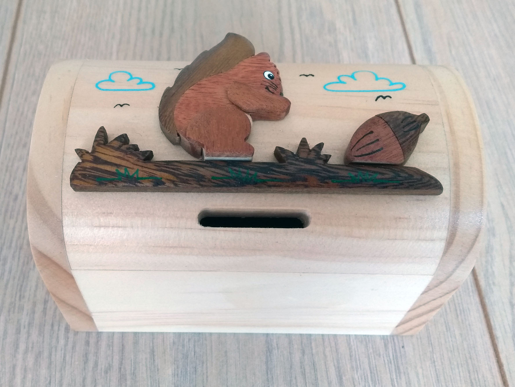 Squirrel and Nut Money Box Chest