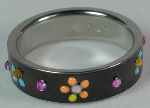 Raised Design Mood Ring Small Flowers