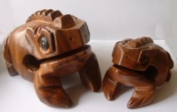 Pair of Fair Trade Natural Wood Frog Guiros (4 and 6 Inches)