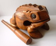 Fair Trade Large (Six Inch) Natural Wood Frog Guiro