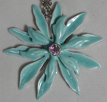 Soft Blue Enamelled Flower Necklace 9711019