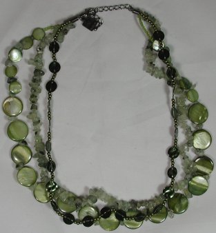 Olive Shell, Glass and Metal Necklace 9711246