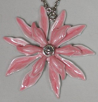 Pink Enamelled Flower Necklace 9711019