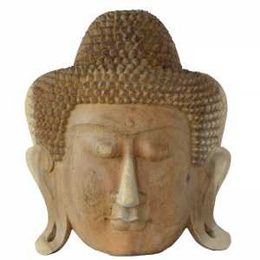 Carved Wooden Buddha Face Plaque 32x26 (12 Inches High) Fair Trade