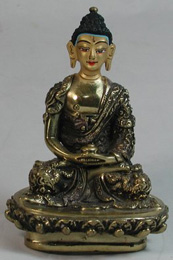 Gold Plated Metal Seated Buddha Statue Small