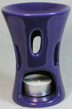 Ceramic Essential Oil Burner Design No 8 Concave Blue Gloss Finish