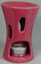Ceramic Essential Oil Burner Design No 8 Concave Pink Gloss Finish