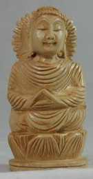 Carved Wood Gautam Buddha 7.5cm No 302