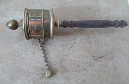 Buddhist Tibetan Prayer Wheel 24cm High Copper and Brass Design No 30B