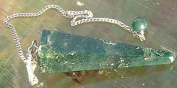 Green Moss Agate Hexagonal Dowsing Pendulum