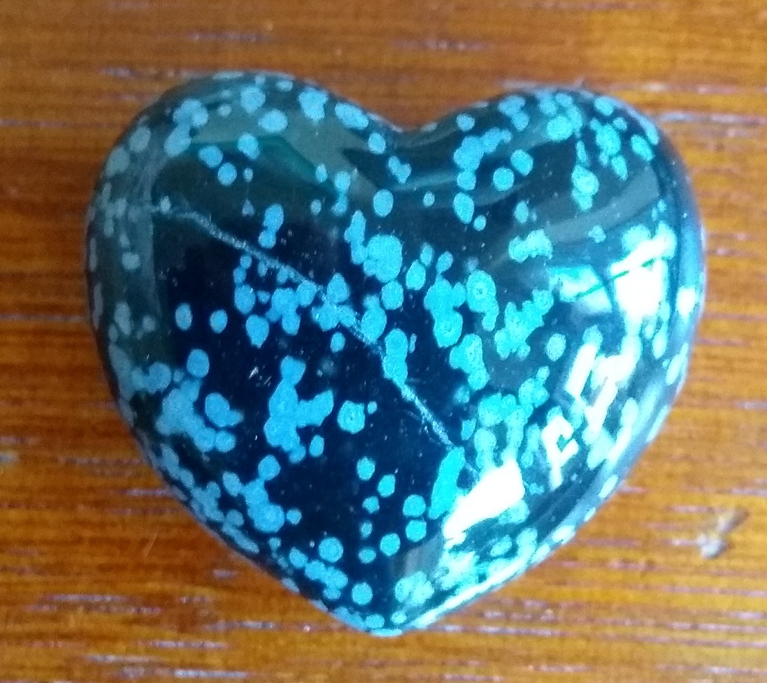 Snowflake Obsidian Puff Hearts 40mm