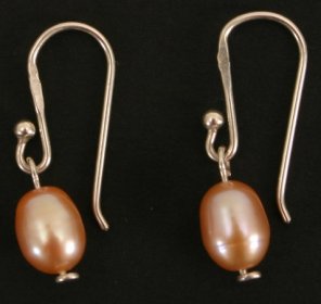Fair Trade Pair of Silver Ear Rings with Pink Pearl Drop Alp 504