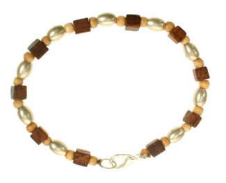 Fair Trade Bracelet Light Brown and Metal Beads Asp 422