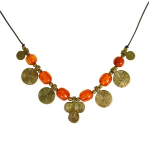 Fair Trade Necklace with Glass Beads and Metal Circles Asp 600