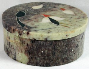 Inlaid Soap Stone Circular Box  SP3