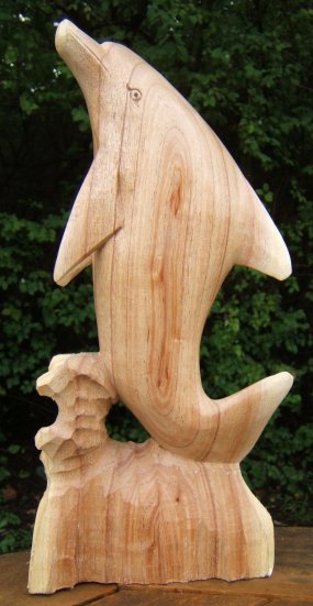 Carved Wooden Upright Dolphin Fair Trade
