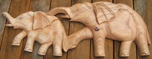 Carved Wooden Pair of Elephants Plaque Fair Trade